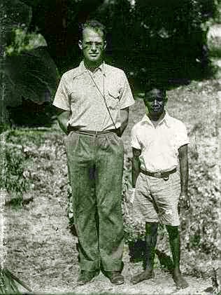 White man with Australian pygmy.